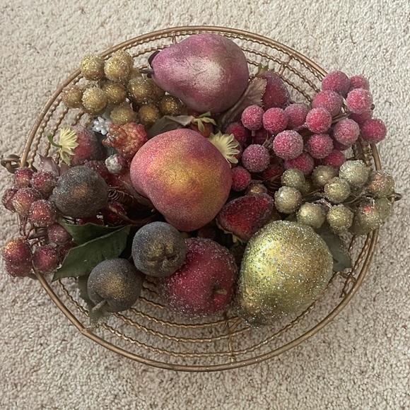 Sparkly Fruit with 12 1/2” round Sparkly Gold Metal Base - Picture 2 of 13